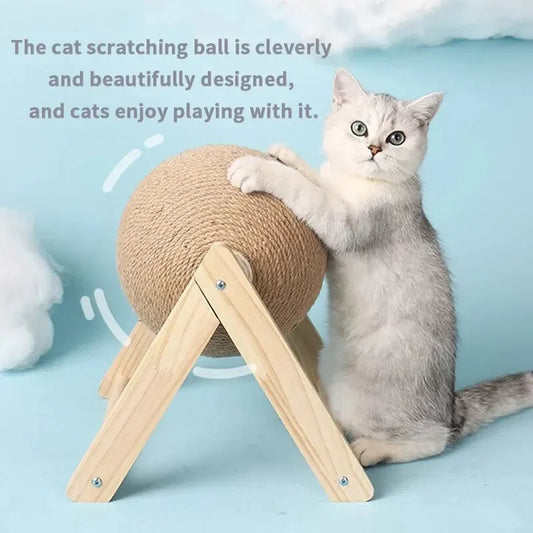 Cat Cratchers Ball Toys Sisal and Wood Stable Triangle Cats Indoor Stuff Sturdy Scratching Cool Scratch on Stand Spin