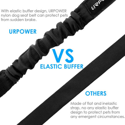 Retractable Dog Seat Belt - Adjustable Safety Belt (2 Pack) | Heavy Duty Elastic Bungee with 360° Swivel, Compatible with Most Vehicles, Suitable for Small to Large Dogs, Zinc Alloy Clip