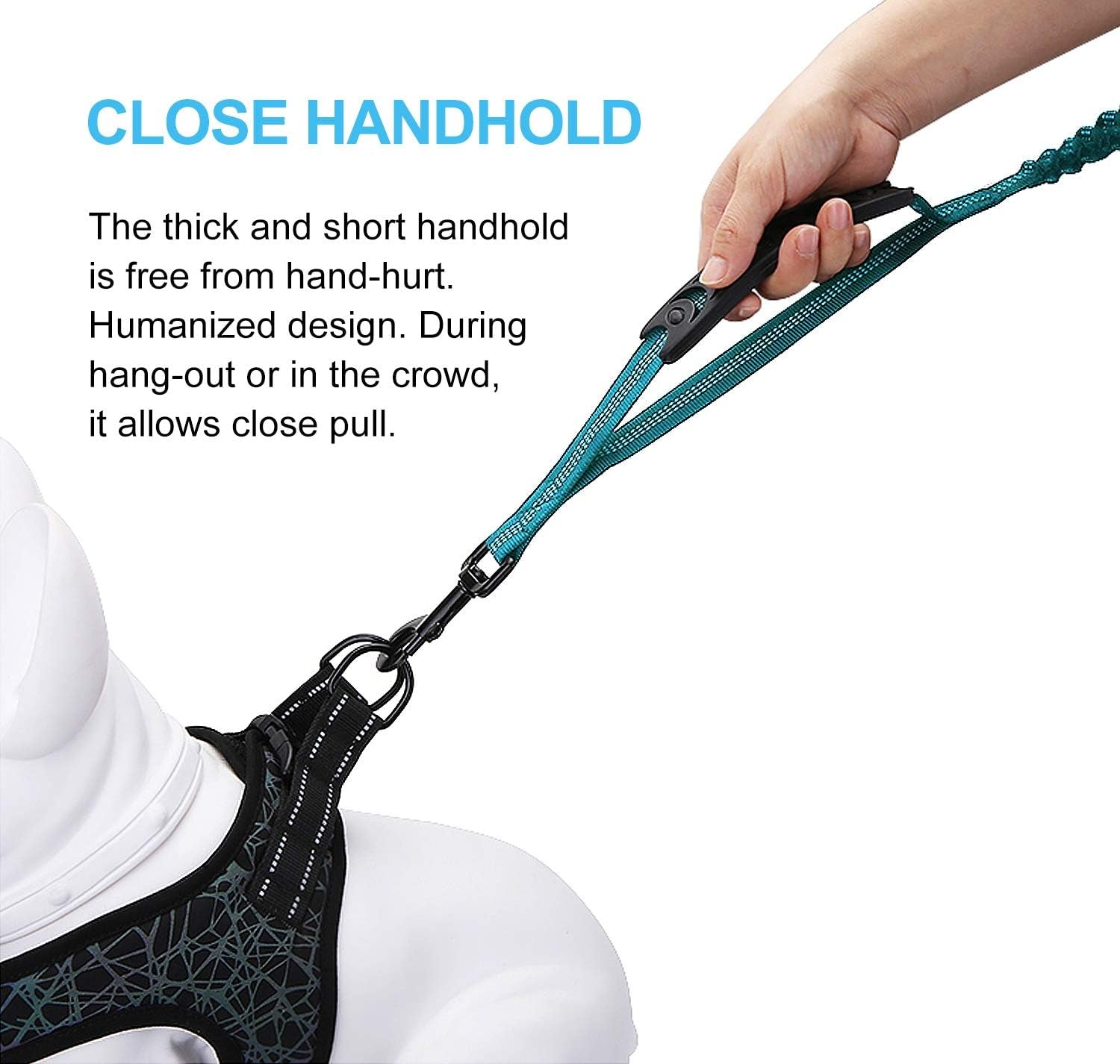 6FT Heavy-Duty Elastic Bungee Dog Leash with Shock Absorption, Padded Comfort Handle, and Traffic Control Handle for Medium and Large Dogs - Ideal for Training
