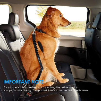 Retractable Dog Seat Belt - Adjustable Safety Belt (2 Pack) | Heavy Duty Elastic Bungee with 360° Swivel, Compatible with Most Vehicles, Suitable for Small to Large Dogs, Zinc Alloy Clip