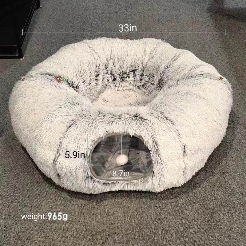 Plush Cat and Dog Tunnel Bed Foldable Large Tube Playground Toys, Suitable for Indoor Cats and Dogs and Rabbits