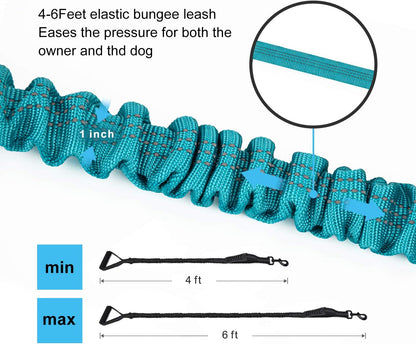 6FT Heavy-Duty Elastic Bungee Dog Leash with Shock Absorption, Padded Comfort Handle, and Traffic Control Handle for Medium and Large Dogs - Ideal for Training