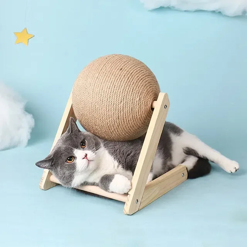 Cat Cratchers Ball Toys Sisal and Wood Stable Triangle Cats Indoor Stuff Sturdy Scratching Cool Scratch on Stand Spin